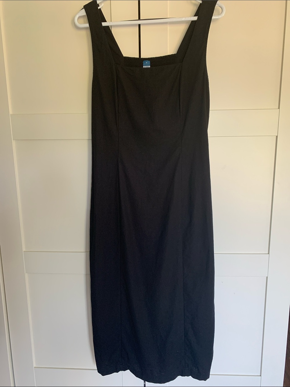Old Navy Black Midi Square-Neck Linen Dress